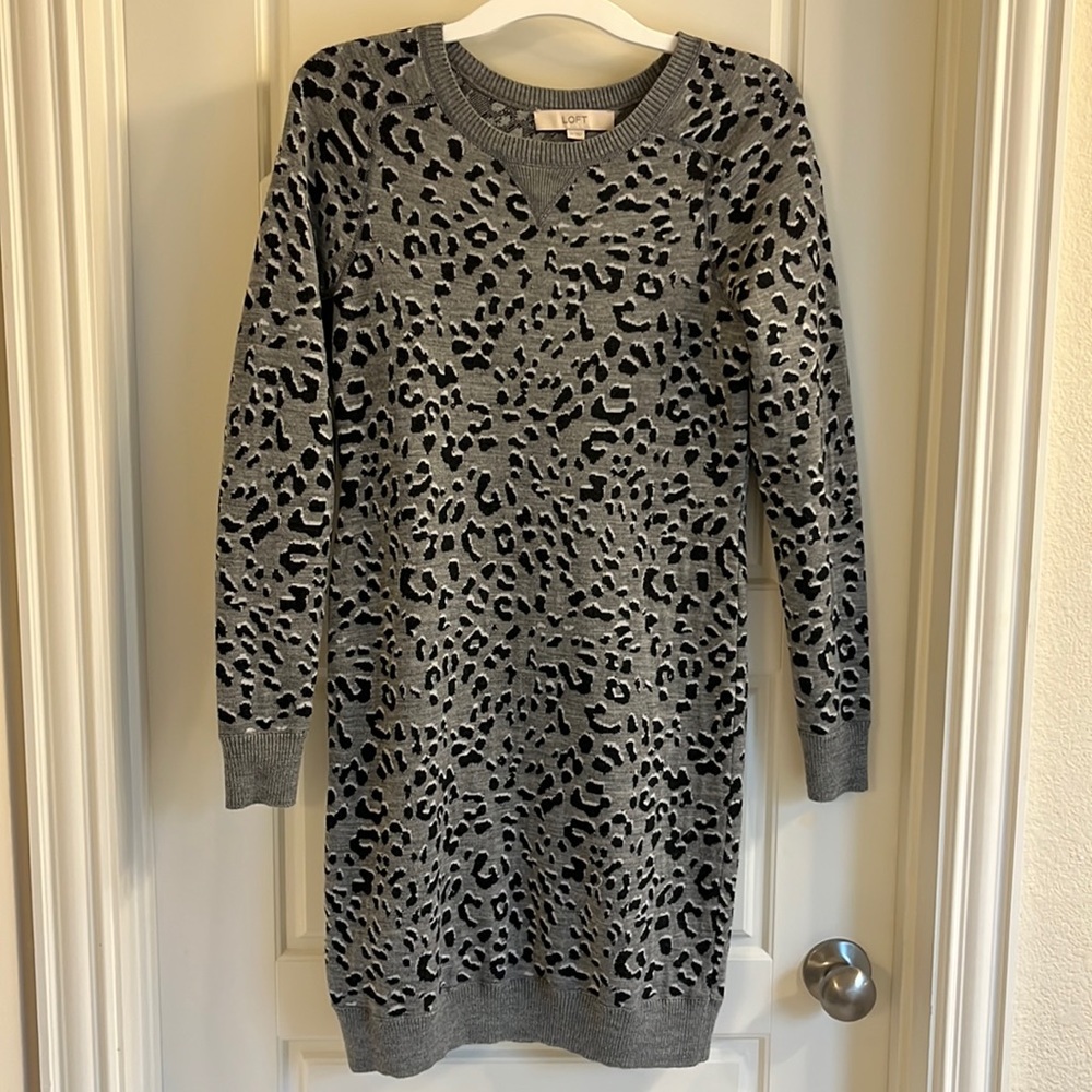 Loft leopard sweater dress